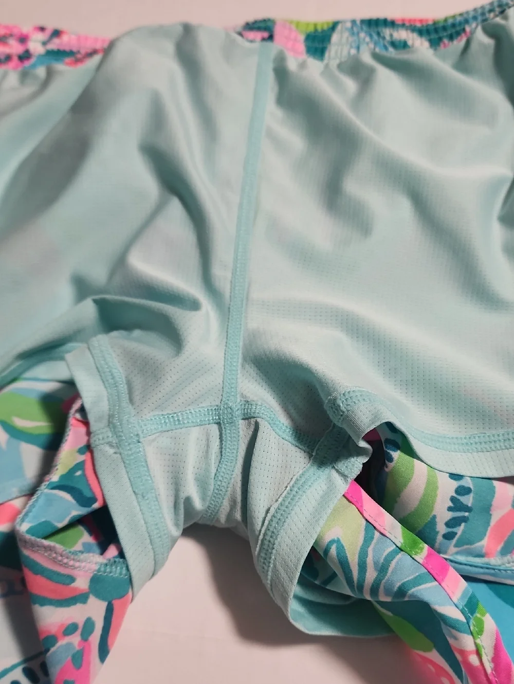 Lilly Pulitzer Luxletic Floral Print Athletic Shorts - Pink & Aqua - Picture 8 of 9